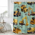 thumbnail image 4 of Construction Truck Bathroom Shower Curtains with 12 Hooks Waterproof Shower Curtain for Stalls and Bathtubs Cartoon Grips and Bulldozers Green Decorative Bathroom Privacy Curtain 36x78 Inches, 4 of 9