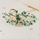 thumbnail image 3 of Tocado de oro para mujer, peine de vid de cristal verde esmeralda en forma de lágrima, accesorio para el cabello de boda, pieza de pelo de diamantes de imitación oso de fresa Hogar, 3 of 5