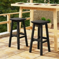 WestinTrends Malibu 29" HDPE Outdoor Patio Square Bar Stools (Set of 2), Black