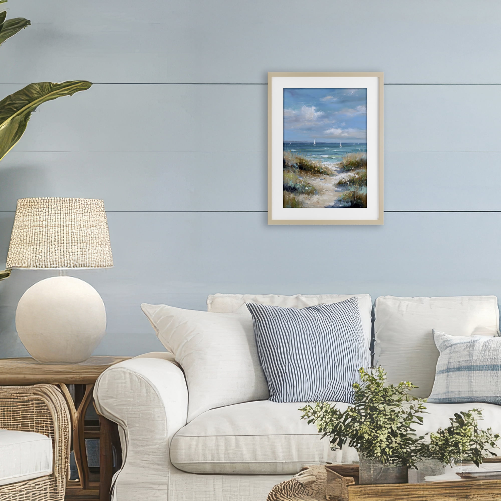 Stupell Industries Sailboat Path Impression Birch Framed Print Under Glass, design by Petal Prints Design