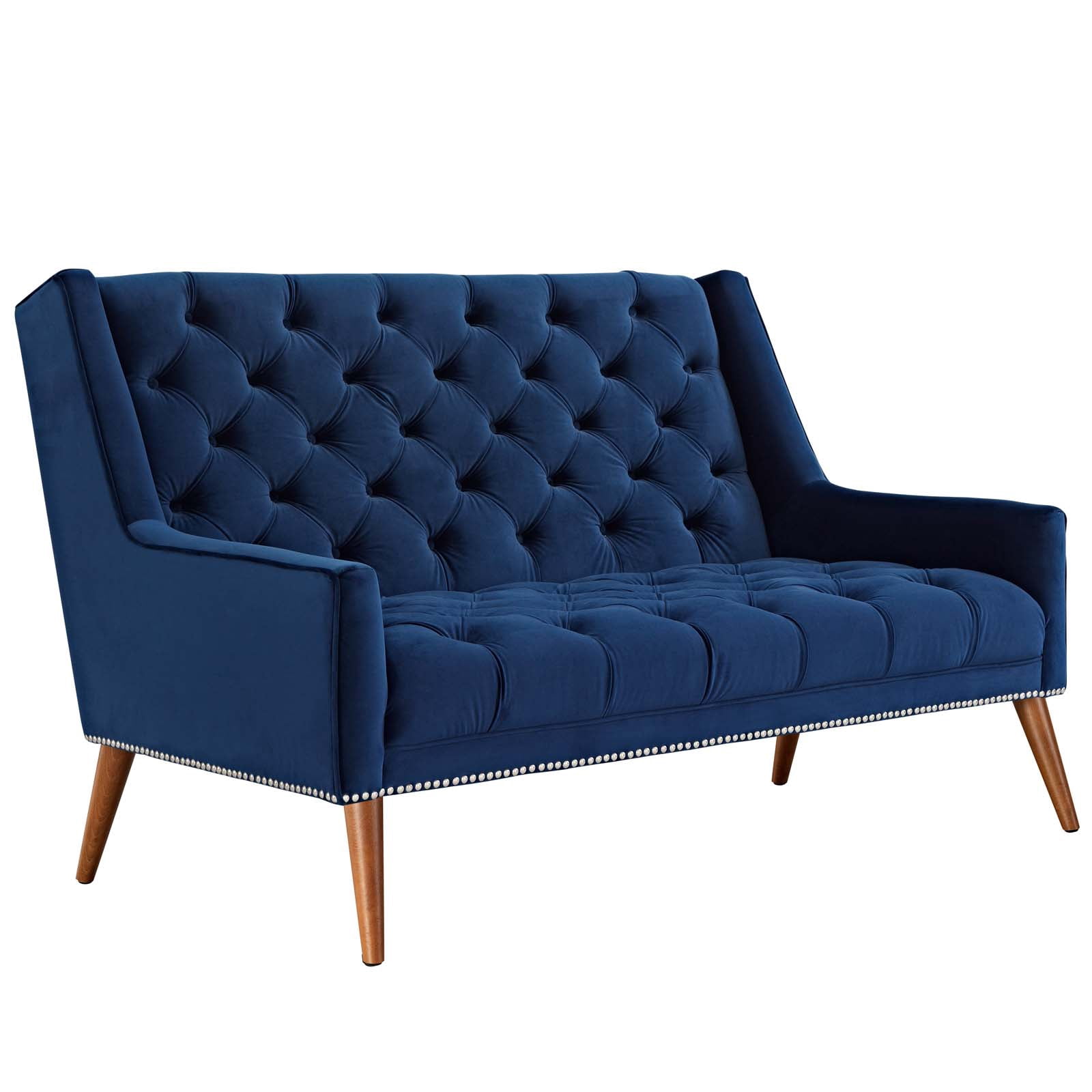 Modway Peruse Performance Velvet Loveseat in Navy