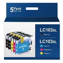LC103XL Ink Compatible Ink Cartridge Replacement for Brother LC103XL Compatible with DCP-J152W MFC-J245 MFC-J870DW MFC-J6520DW MFC-J6920DW MFC-J450DW MFC-J470DW (Yellow, Cyan, Black, Magenta,5 Pack,)