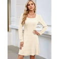 thumbnail image 4 of Vestido Estilo Babydoll Informal de Otoño con Cuello Cuadrado y Larga para Mujer. Albaricoque M, 4 of 7