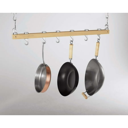 - Dual Track Ceiling Kitchen Rack in Natural Finish