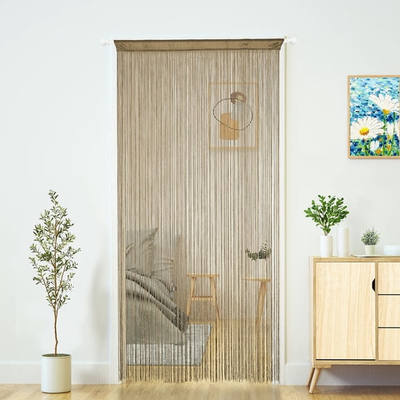 Cortina YaoYue para puerta, 100 x 200 cm, color crudo
