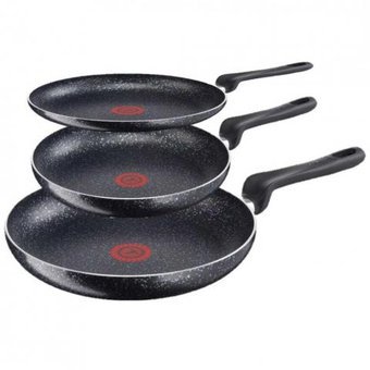 Juego de 3 sartenes sin grasa piedra T-FAL B3790482M1 T-fal B3790482M1 Juego de 3 Sartenes