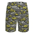 thumbnail image 6 of Kdxio Modern Yellow Excavator Pattern Mens Casual Shorts - Drawstring Summer Beach Sports Shorts for Men, 6 of 9