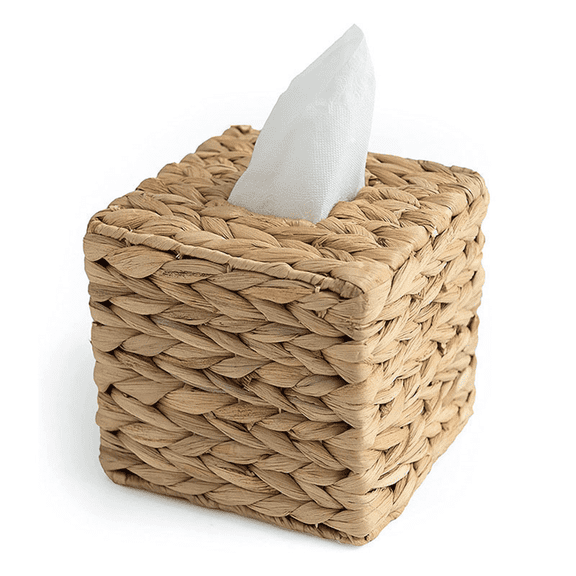 Square Tissue Box Cover, Hyacinth Pattern Creative Floral Home Decor Tissue Holder for Office Coffee Shop Living Room
