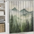 thumbnail image 5 of COMIO Forest Watercolor Painting of Nature Landscape Forest Tree Mountains Pine Trees Shower Curtain White, 5 of 6