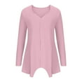 thumbnail image 4 of Plus Size Ribbed Knit Sweater Long Sleeve V Neck Slim Fit Solid Tunic Knit Tops Mid Length Casual Asymmetric Pullover Tops S-5XL, 4 of 6