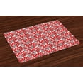 thumbnail image 1 of Ambesonne Feminine Place Mats Set of 4, Doodle Flower Romance Art, Standard Size, Scarlet White Black, 1 of 4