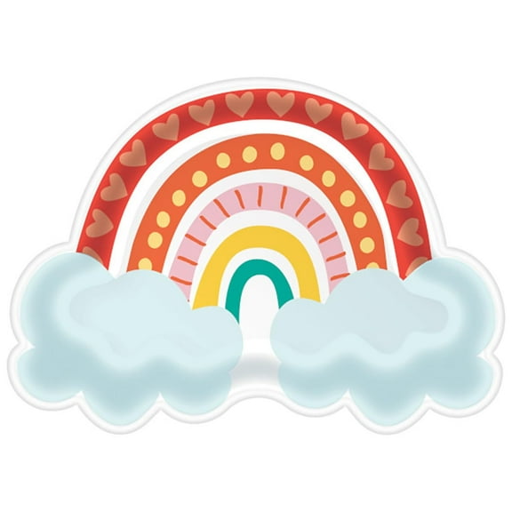 Amscan 550766 Retro Rainbow 7 inch Shaped Plate