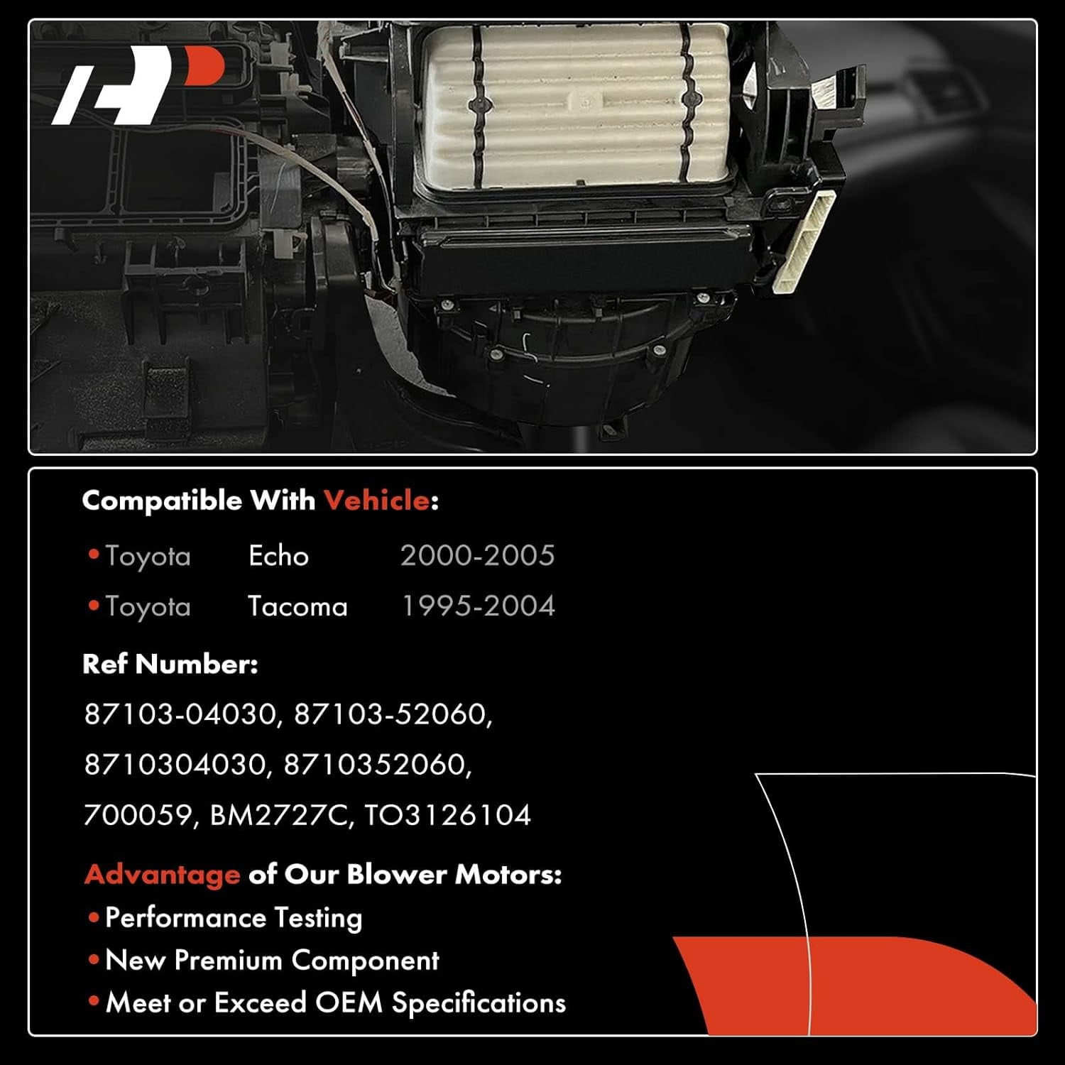 A-Premium Heater Blower Motor with Fan Cage Replacement for Toyota Tacoma 1995-2004 Toyota Echo 2000-2005