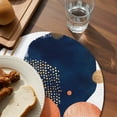 thumbnail image 3 of Navy Blue Burnt Orange Round 15 Inch Placemats Set of 8, Middle Century Modern Geometric HeatResistant Non Slip Place Mats for Dining Table, Wipeable Braided Kitchen Table Mats for Housewarming, 3 of 9