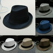 Mens Women Hat Panama Fedoras Trilby Jazz Solid Caps Foldable Travel Brim Wide Ladies Summer Hats