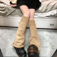 thumbnail image 5 of CNEJRHG Womens Flared Slouch Knit Leg Warmers, Stackable Mid Calf Boot Elastic Cuffs Stocking Thermal Loose Leg Covers for Women Long Knee-High Stockings Khaki, 5 of 5