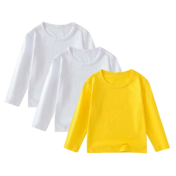 UAYOTSE Boys Long Sleeve T-Shirts Casual Cotton Shirts Graphic Active Crewneck Tee Shirts for Toddler Kids Boys(S198-Yellow,5-6 Years)