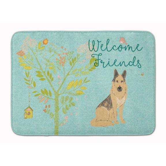 Carolines Treasures BB7578RUG Welcome Friends German Shepherd Machine Washable Memory Foam Mat 19 X 27" multicolor
