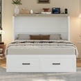 thumbnail image 3 of Full Size Farmhouse Murphy Cabinet Bed with Charging Station, Foldable Platform Bed with Large Storage Drawer for Guest-Room, Small Bedroom, White, 3 of 9