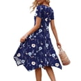 thumbnail image 3 of Fantaslook Short Sleeve Dresses for Women Floral Asymmetrical Hem Dress Summer Sundresses with Pockets, 3 of 9