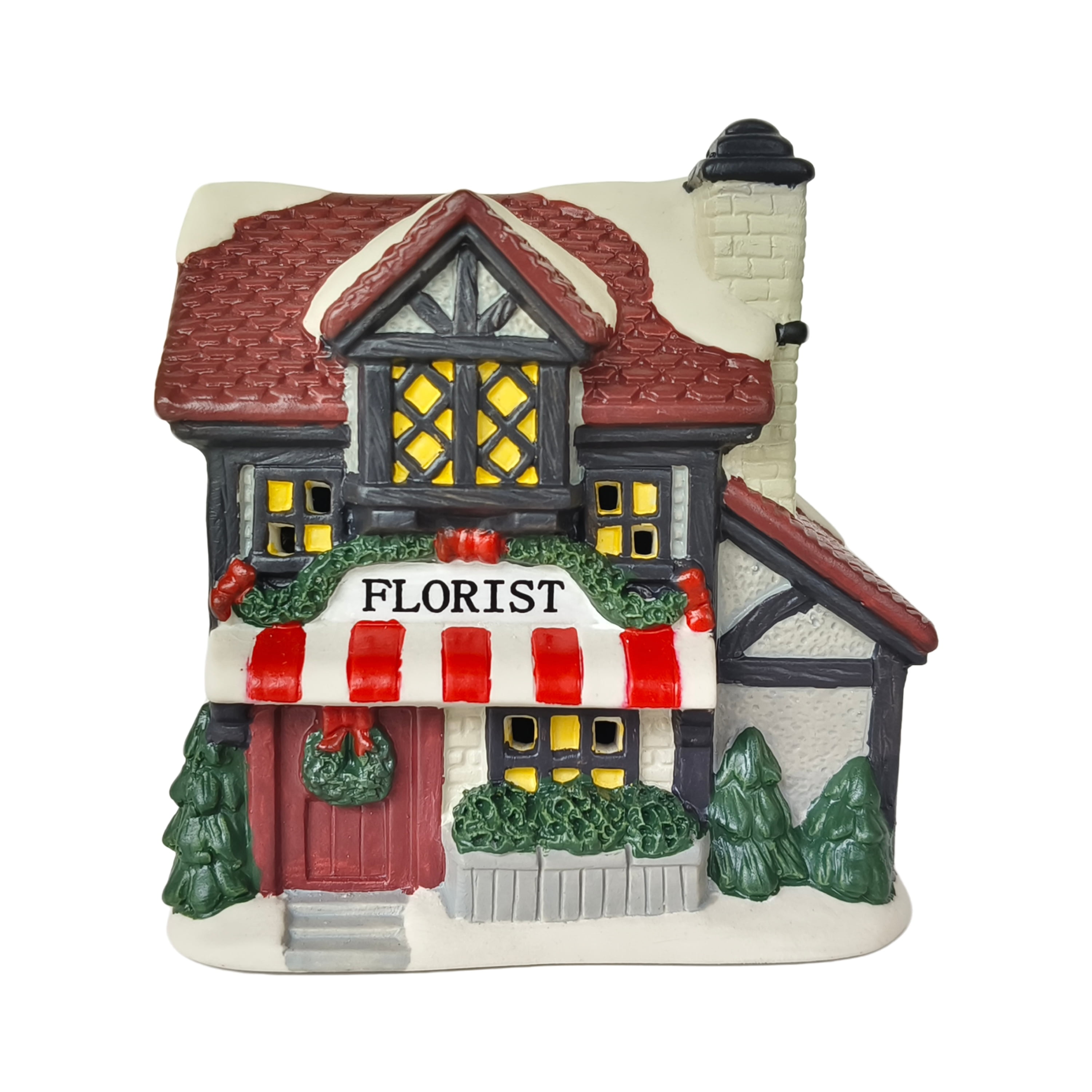 Christmas Village Mini Multi-color Porcelain House - Florist, 3.5 in, by Holiday Time