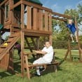 thumbnail image 5 of Swing-N-Slide Knightsbridge Plus Wooden Backyard Swing Set with Wave Slide, Monkey Bars, Built-In Picnic Table, Climbing Wall, and 3 Swings, 5 of 11