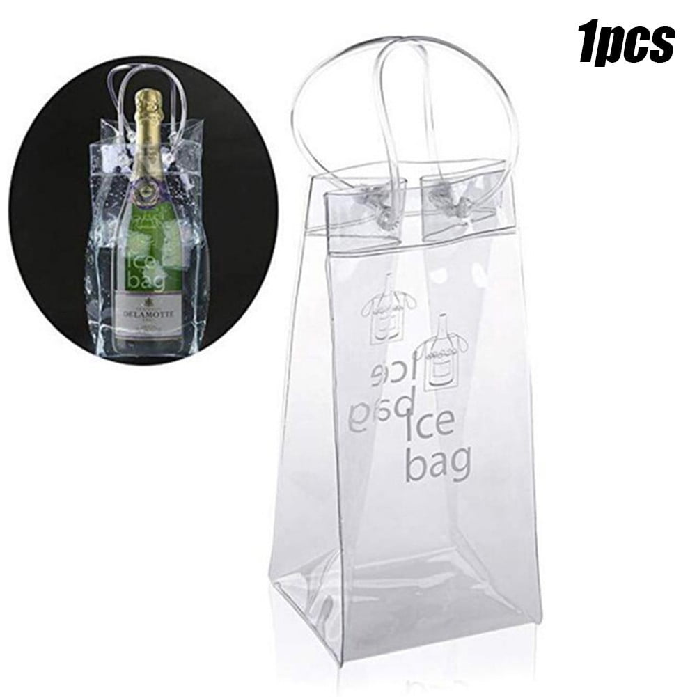 Kitchen & Dining Translucent Pink ICE Bag Collapsible Wine Cooler Bag