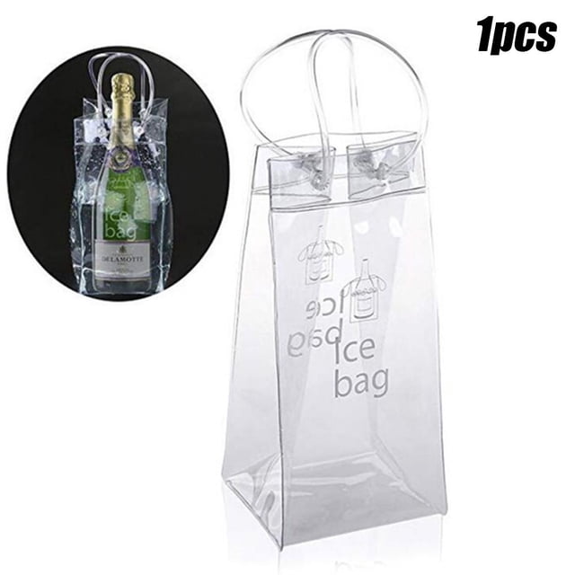 1 Pc Ice Wine Bags Transparent PVC Champagne Wine Ice Pouch Cooler Bag Picnic Food Cooler Box Tote Storage Ice Bags