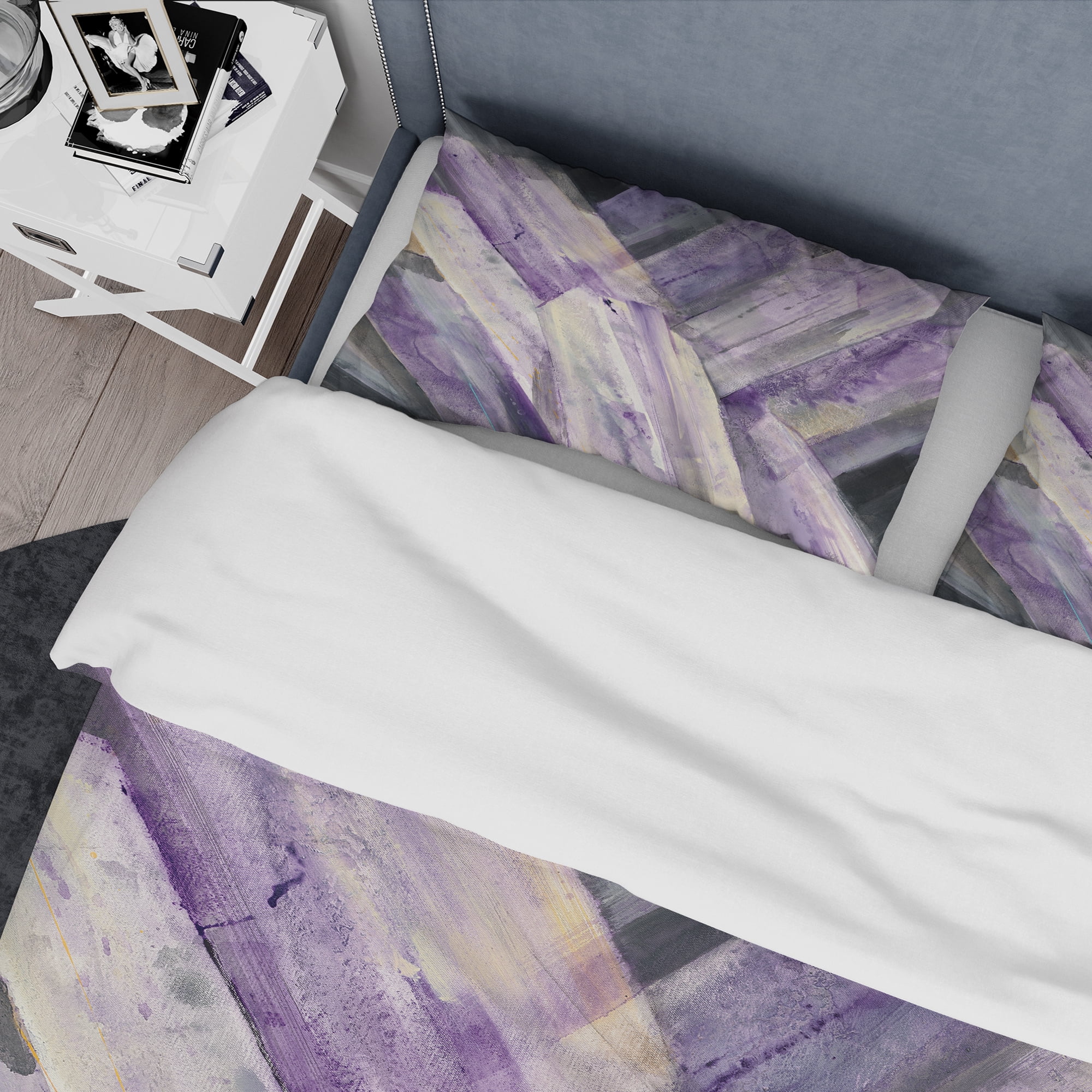 Designart 'Geometric Purple Glacier' Geometric Duvet Cover Set