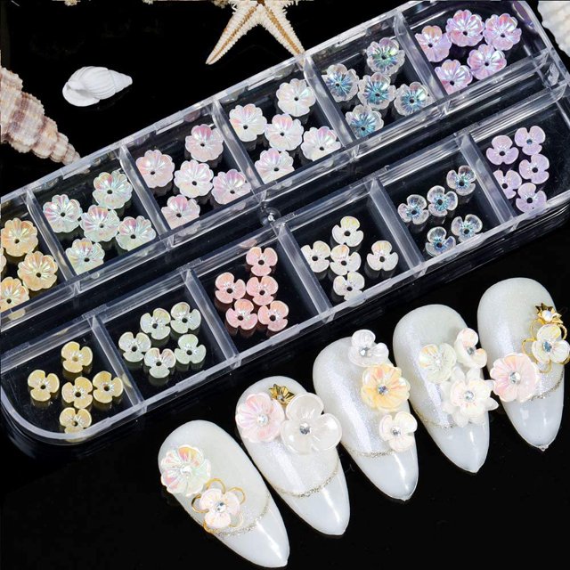 60 piezas Flor Mariposa Nail Art Charms Glitter Calcomanías Decoración 3D Nail Flower Diseño plano Acrílico Nail Art para mujeres DIY Manicura Joyería Salón Accesorios de uñas Suministros Xemadio HMHZ355-2