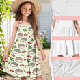 thumbnail image 6 of Uourmeti Girls Summer Capybara Dress 3-14 Y Kids Spaghetti Strap Tiered Midi Dresses Strawberry Fruit A Line Short Dresses for Travel Beach Party, 6 of 6