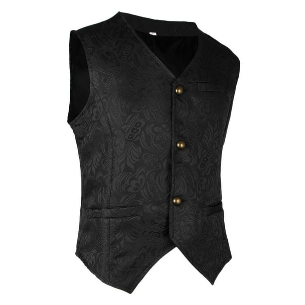 Chaleco Steampunk medieval ajustado para hombre, chaleco de traje de vestir de jacquard vintage METRO Colcomx Chaleco victoriano Steampunk