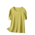 thumbnail image 1 of Timegard Hauts pour Femmes Grande Taille Manches Courtes Bouffantes Froncées Col Rond Blouse Confortable Été Décontractée Ample, 1 of 3