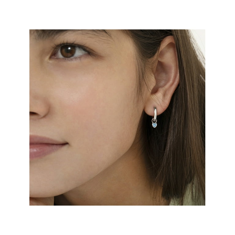 925 Sterling Silver Petite Simulated Aquamarine Heart Charm 925 Sterling Silver Petite Simulated Aquamarine Heart Charm