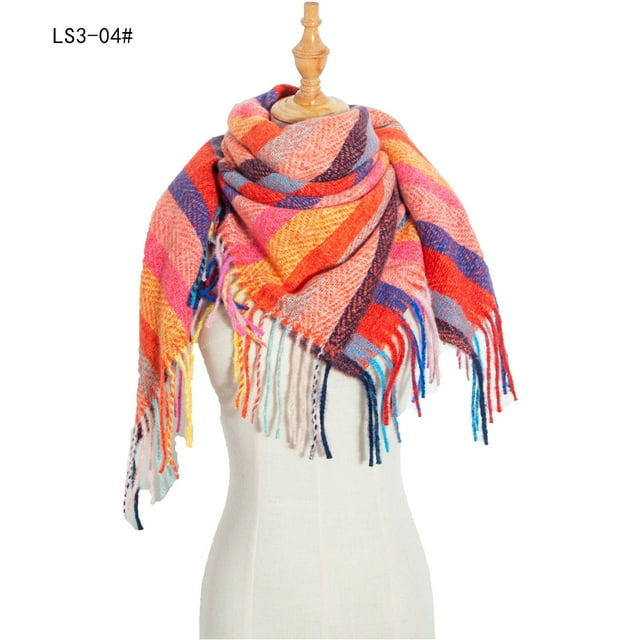 Jusqu'à 65 % de Rabais Mode Hiver Femmes Foulard Colorée Décontractée Foulard à Franges Châle Foulard à la Mode en Liquidation