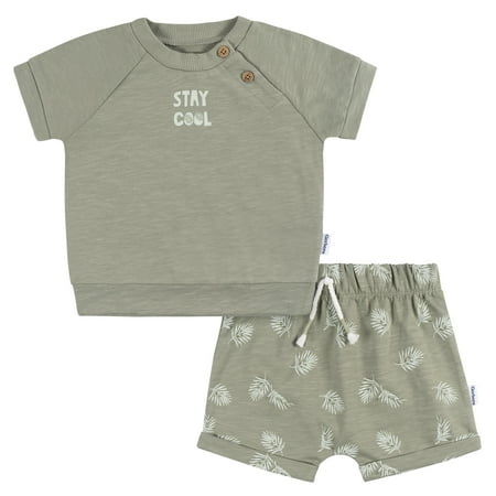 Gerber Baby Boy T-Shirt and Short Set, 2-Piece, Sizes Newborn - 24 Months