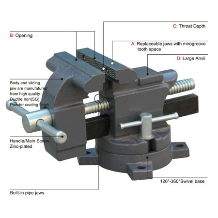 

KAKA Industrial HVS-100 4 Home Vise Swivel With Anvil