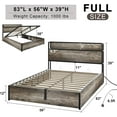 thumbnail image 6 of Papajet Full Size Bed Frame with Lift Up Storage, Wood Platform and Charging Station, Rustic Grey, 6 of 7