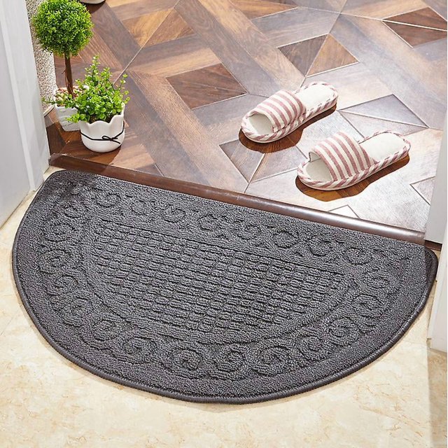Durable Half Moon Doormat Rug, Easy To Clean Non-slip Rug Multicolor Doormat Outdoor Entrance-crimson 48x78cm