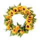 thumbnail image 1 of Guirnaldas de girasoles artificiales Guirnaldas florales grandes de 18 "para puerta dentera Girasol amarillo artificial con hojas perfecl corona de girasol, 1 of 8