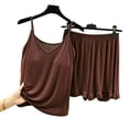 thumbnail image 4 of GDREDA Femmes Pajamas's Tenue d'Été Ensemble de Pyjama 2 Pcs Pyjama Décontracté pyjamas Ensemble Doux Femmes Ensembles de Pyjama pyjamas Café,m, 4 of 7