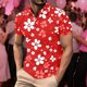 thumbnail image 1 of Blusa y camisa de manga corta con cuello vuelto para hombre, informal, de manga larga, con botones estampados, de poliéster, 1 of 5