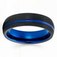 thumbnail image 2 of 6mm Blue Wedding Ring,Tungsten Carbide Ring,Engagement Ring,Black Wedding Ring,Dome Wedding Ring,Brush, 2 of 4
