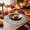 thumbnail image 6 of SLYNSHome Halloween Table Decor Round Lace Placemats,Silver PVC Hollow Out Heat Resistant Non-Slip Table Mats, Waterproof Oil Proof Washable Dining Party Supplies, 6 of 6