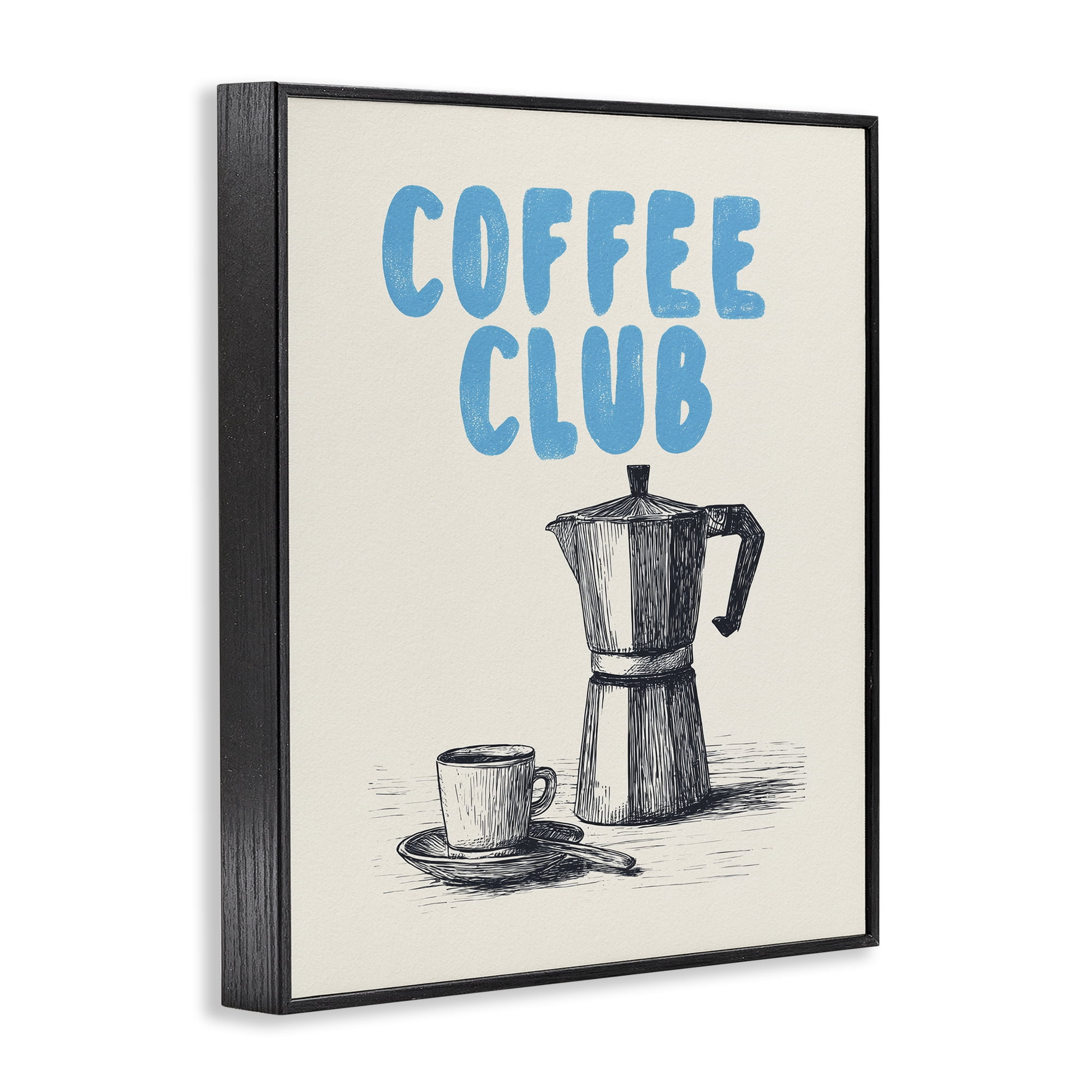 Stupell Industries Coffee Club Retro Drawing Black Framed Giclee Art, design by Andreas Magnusson