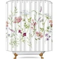 thumbnail image 5 of Extra Long Floral Wildflowers Plants Shower Curtain 72Wx78H Herbs Botanical Watercolor Flower Botanical Retro White Decor Fabric Bathroom Polyester Waterproof Plastic Hooks 12 Pack RY-OISL, 5 of 5