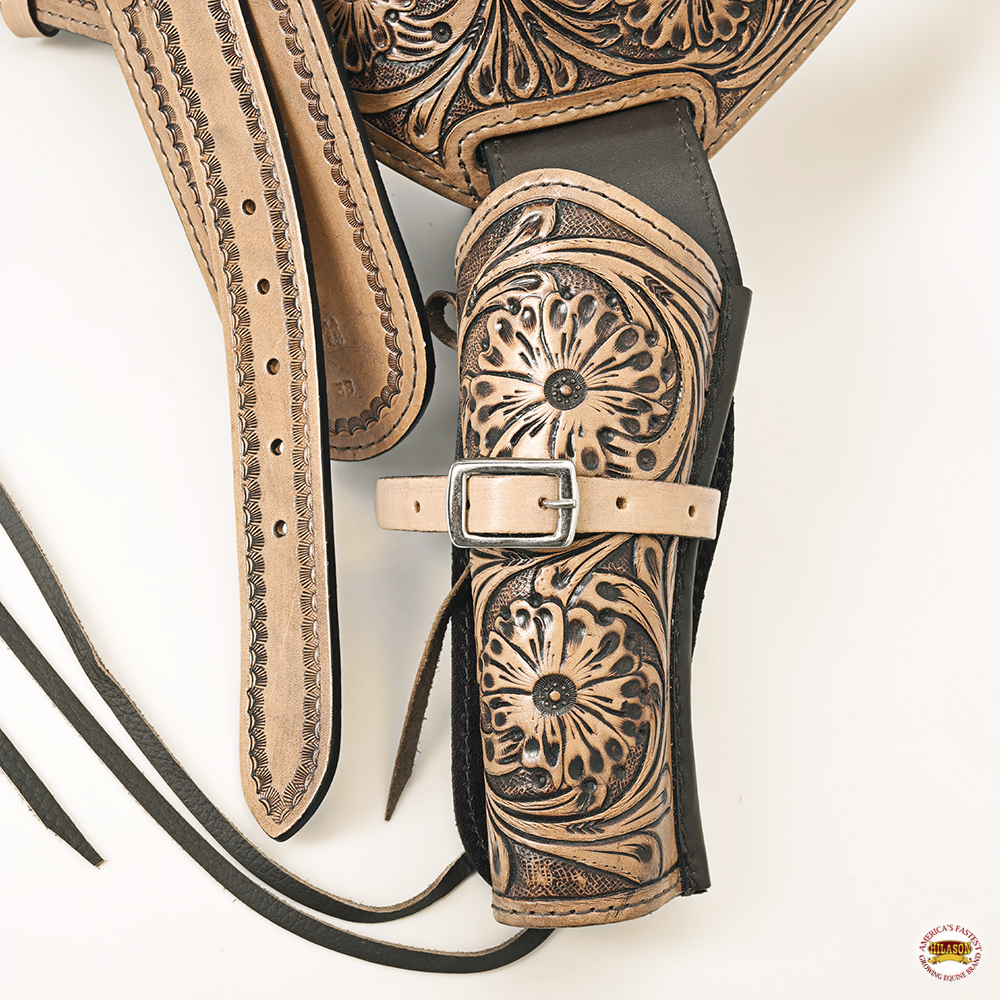 40 In Hilason Western Double Hand Gun Holster Rig 44/45 Cal Leather