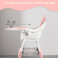 thumbnail image 3 of Wintline Portable High Chair,High Chairs for Babies and Toddlers,Multi-Use Easy Clean Baby High Chair with Lock Wheels, Comfortable Feeding and Place The Toy Storage Basket,Pink, 3 of 7