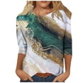 thumbnail image 1 of IROINNID Deals Polyester T-shirt Long Sleeve pour les Femmes Confortable Imprimé T-shirt Chemisier Col Rond Tops, Vert, 1 of 5