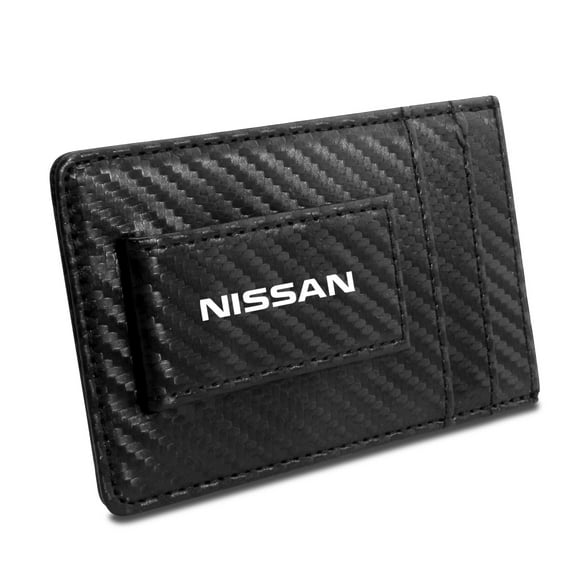 Nissan Name Slim Black Carbon Fiber RFID Block Card Holder Wallet